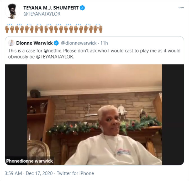 Teyana Taylor's Reply to Dionne Warwick's Tweet