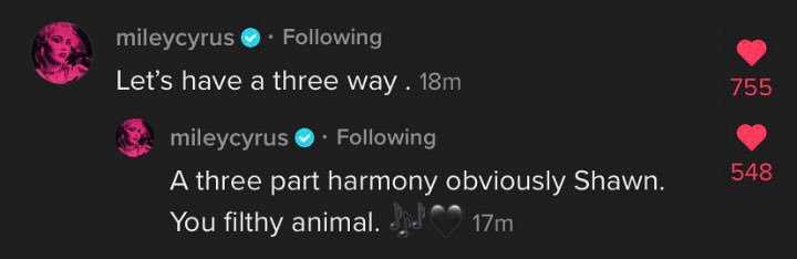 Miley Cyrus' IG Comment