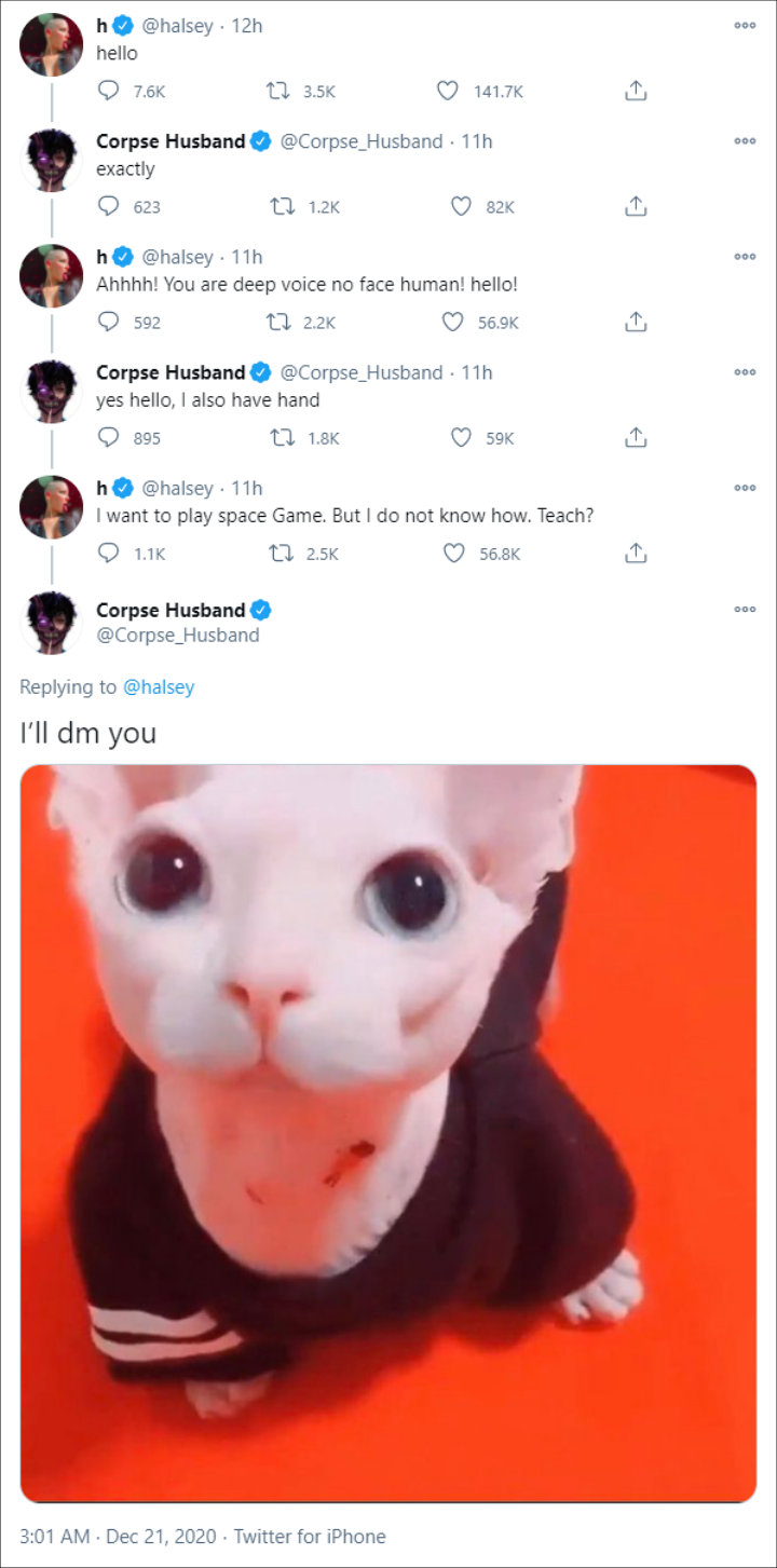 Halsey and Corpse Husband's Twitter Exchange