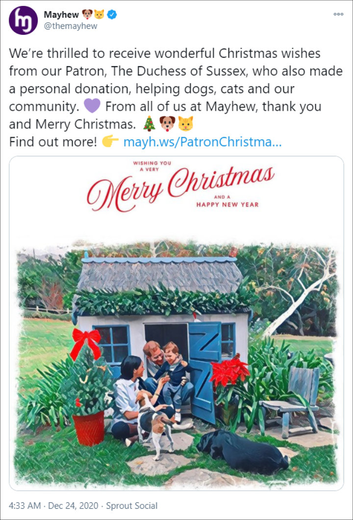 Mayhem shared Meghan Markle and Prince Harry's family Christmas card
