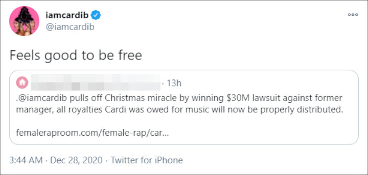 Cardi B's Twitter Post