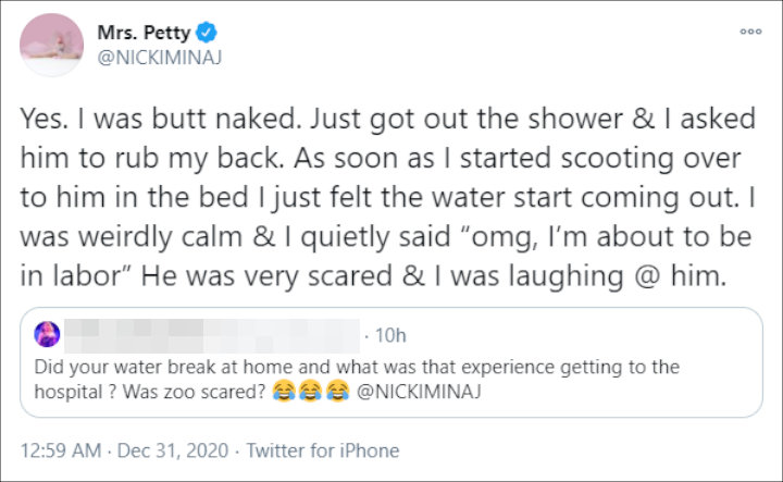 Nicki Minaj recalled her childbirth experience