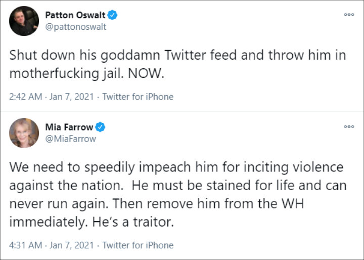 Patton Oswalt's and Mia Farrow's Tweet