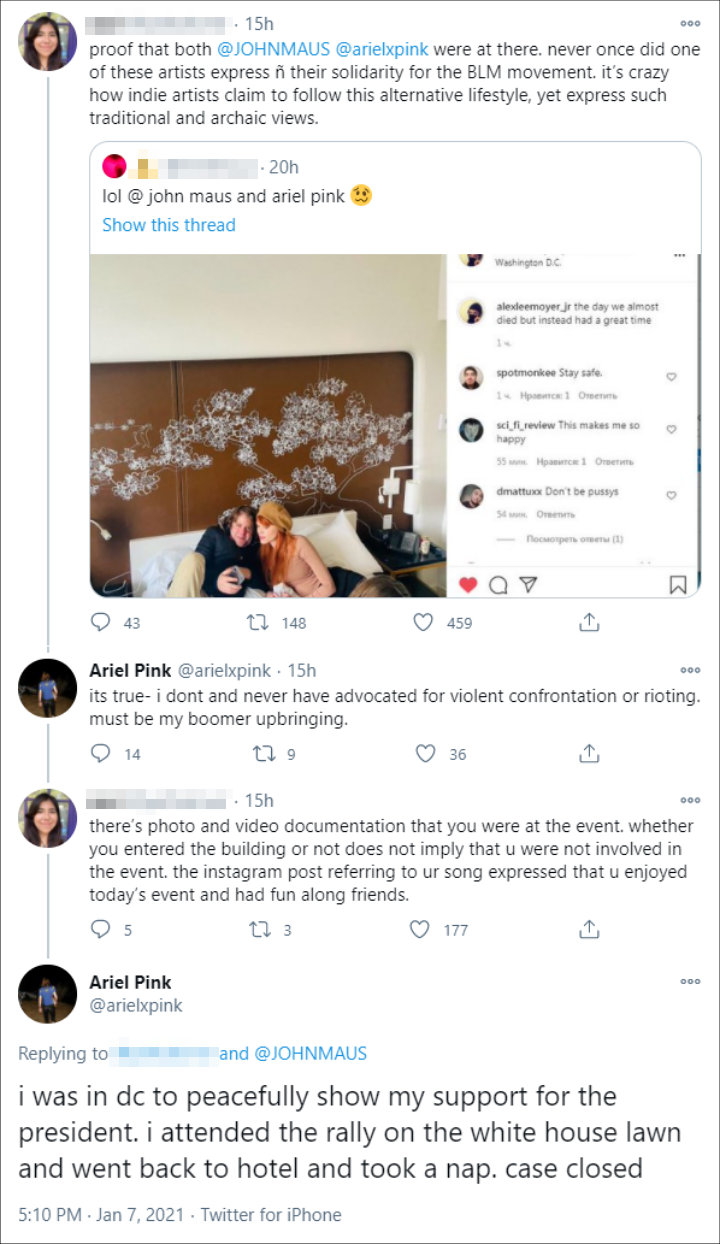 Ariel Pink's Reply on Twitter