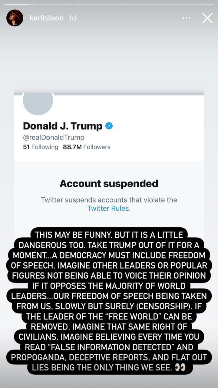 Keri Hilson slammed Twitter for removing Donald Trump