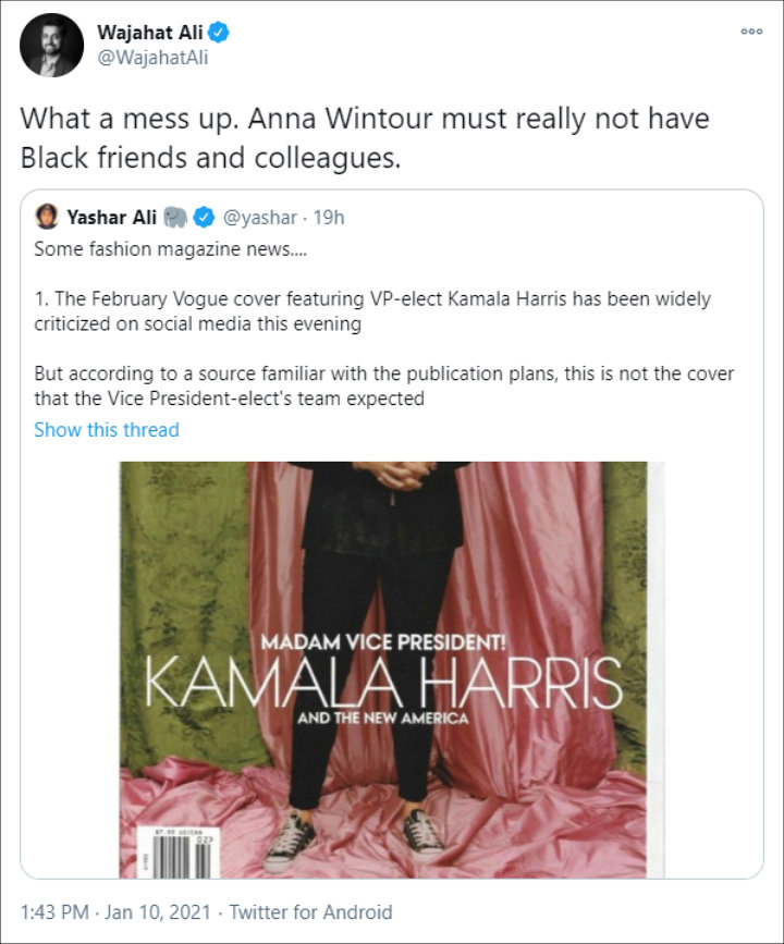 Wajahat Ali's Tweet