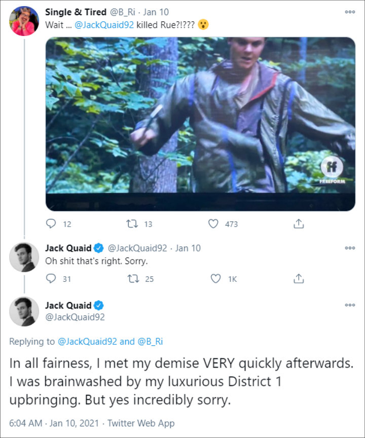 Jack Quaid's Tweet