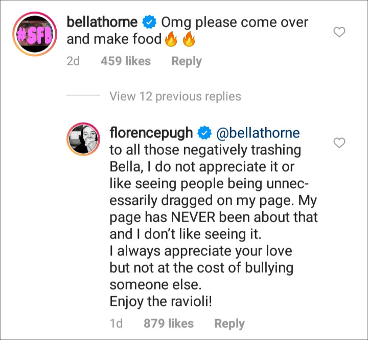 Florence Pugh's IG Post