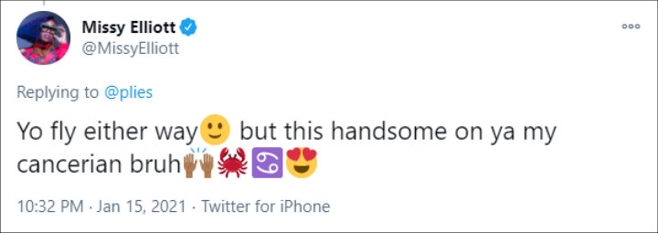 Missy Elliott's Twitter Post