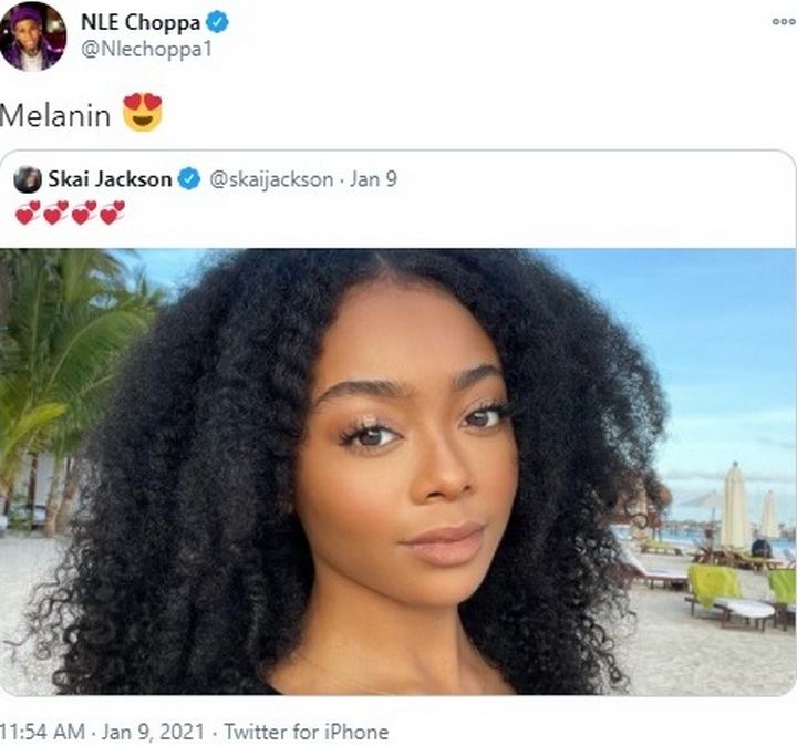 NLE Choppa flirts with Skai Jackson