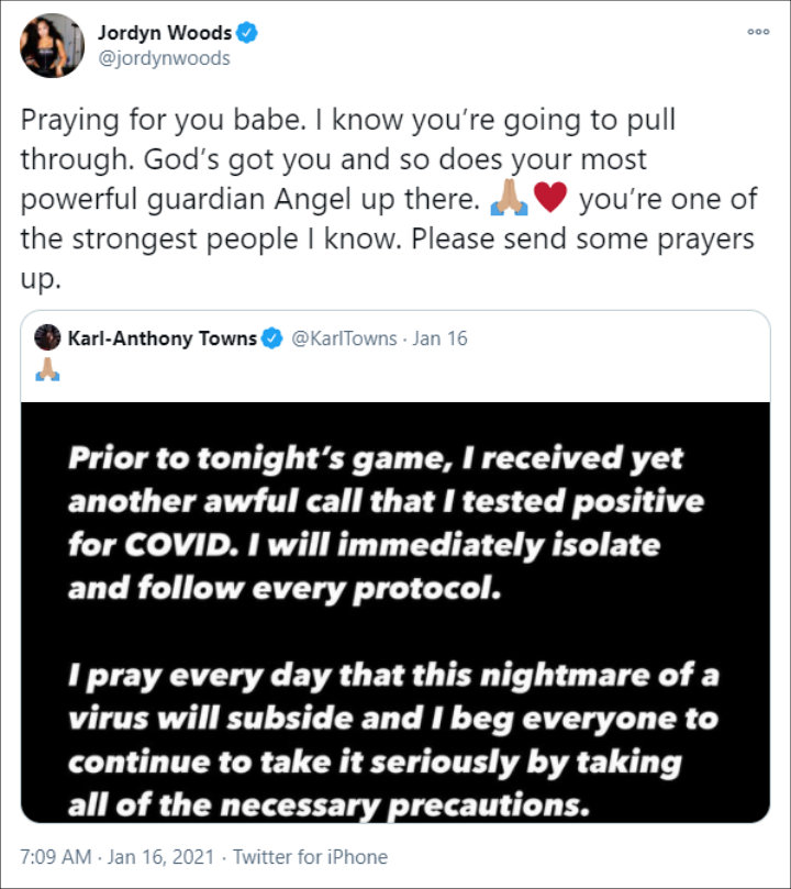 Jordyn Woods' Tweet