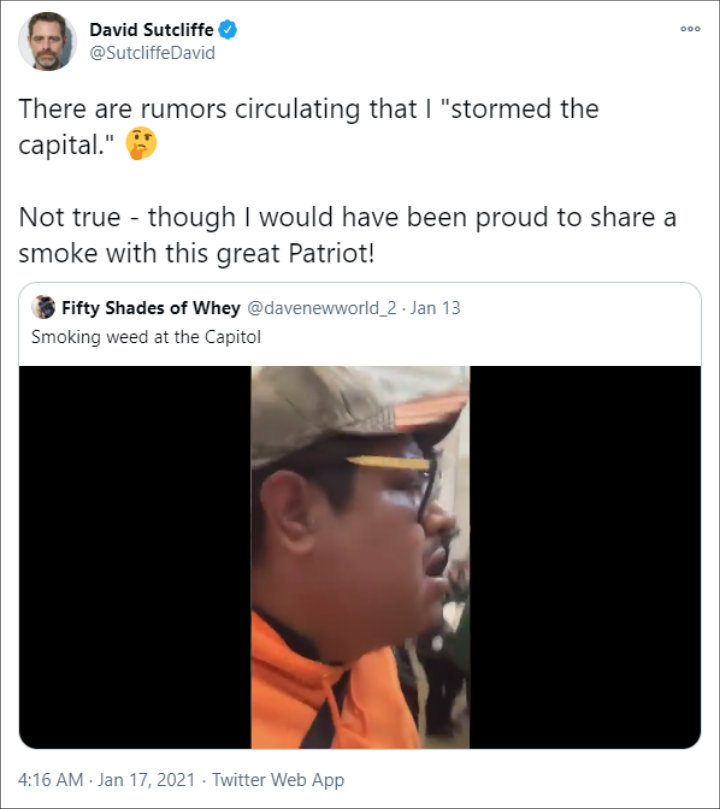 David Sutcliffe's Tweet