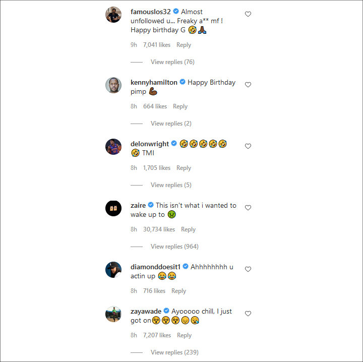 Comments on Dwyane Wade's Instagram Post