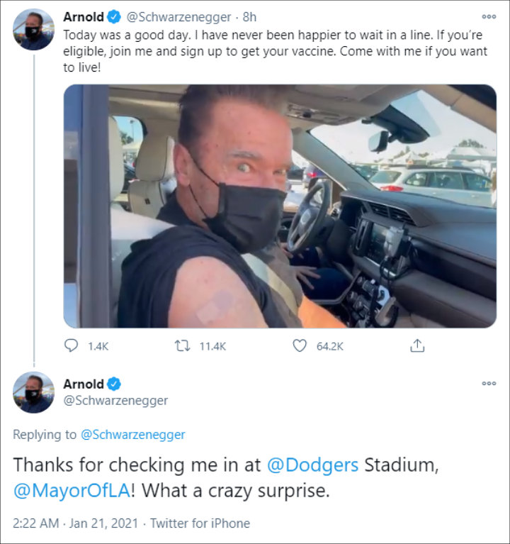 =Arnold Schwarzenegger's Tweet