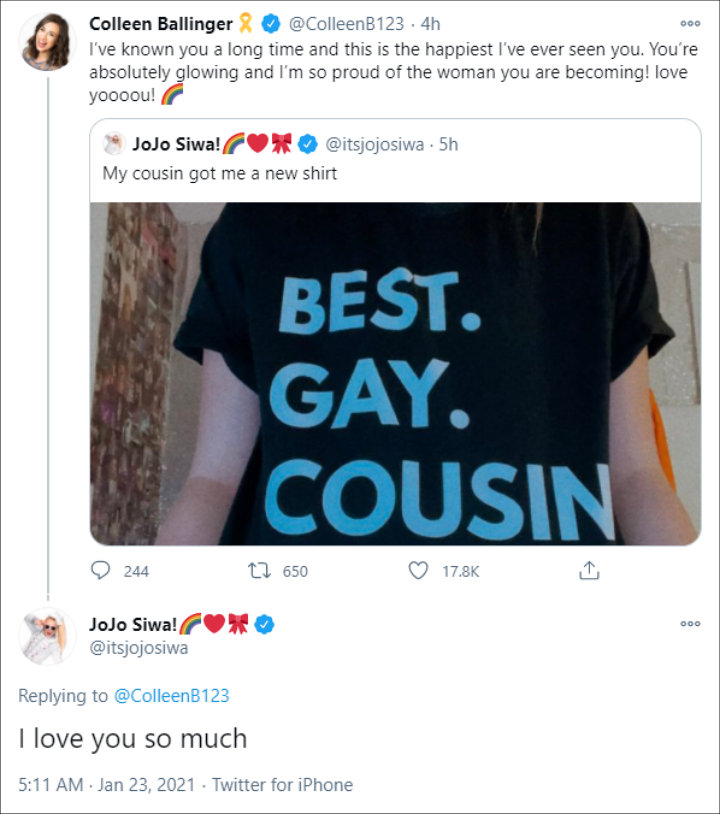 JoJo Siwa's Tweet