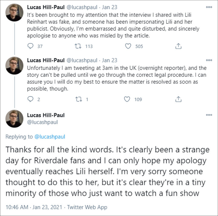 Lucas Hill-Paul's Tweet