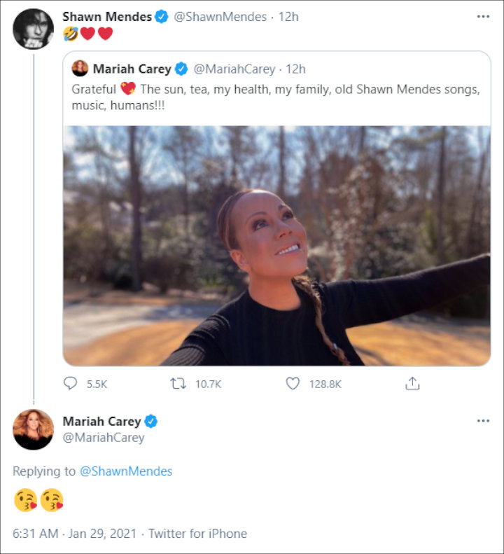 Mariah Carey and Shawn Mendes' Tweets