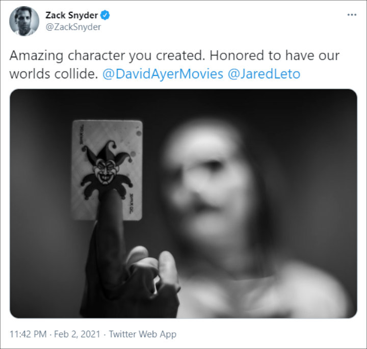 Zack Snyder's Tweet