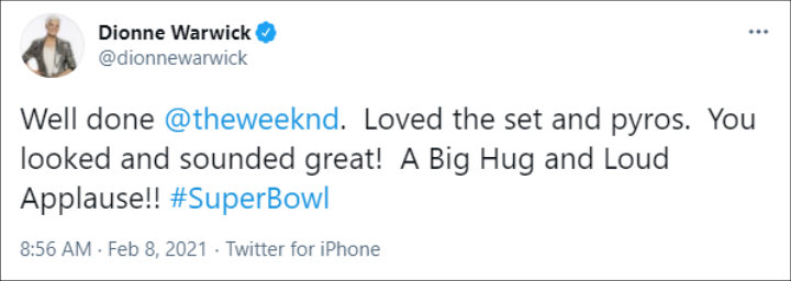 Dionne Warwick's Twitter Post