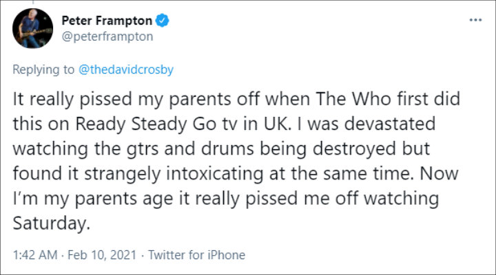 Peter Frampton's Twitter Post