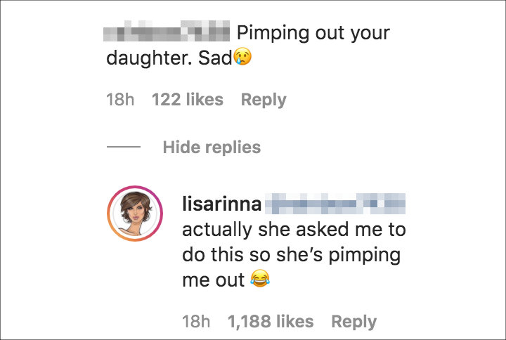 Lisa Rinna's IG Comment