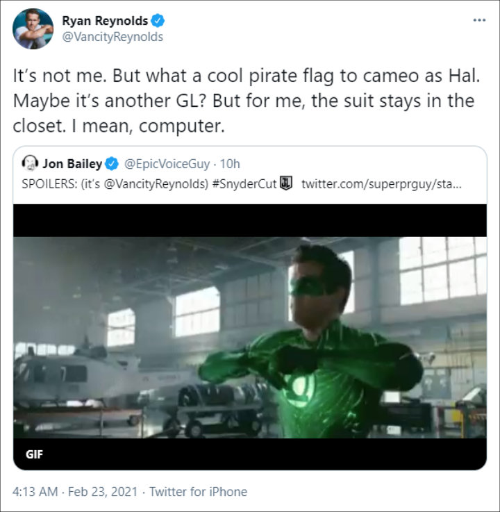 Ryan Reynolds' Tweet