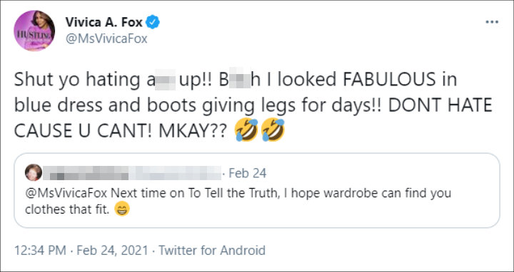 Vivica A. Fox's Tweet