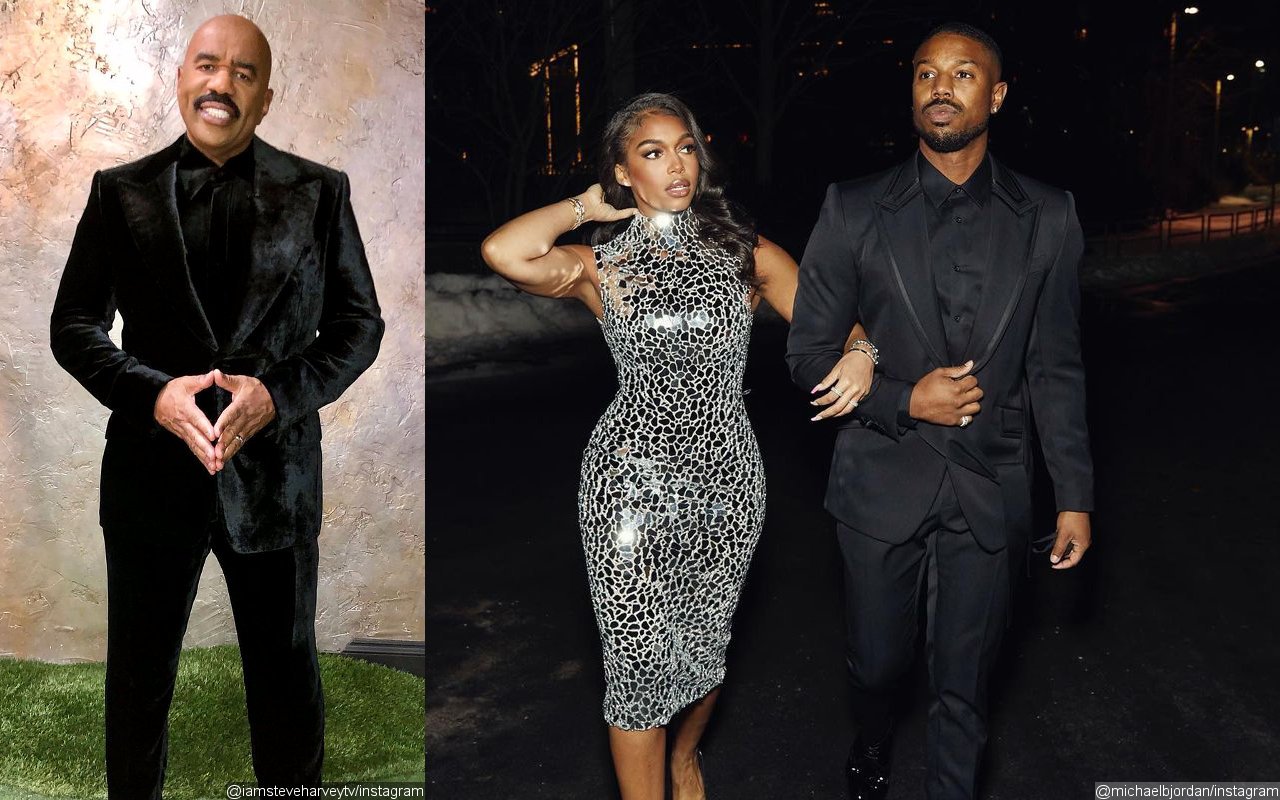 Steve Harvey Takes a Playful Jab at Michael B. Jordan's Extravagant Valentine Celebration With Lori