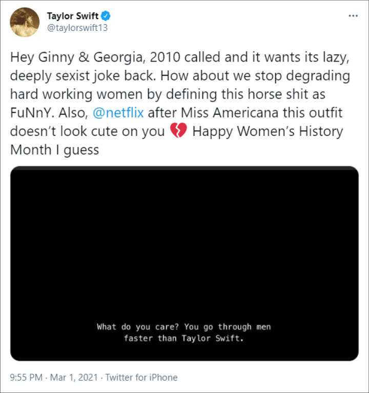Taylor Swift's Twitter Post