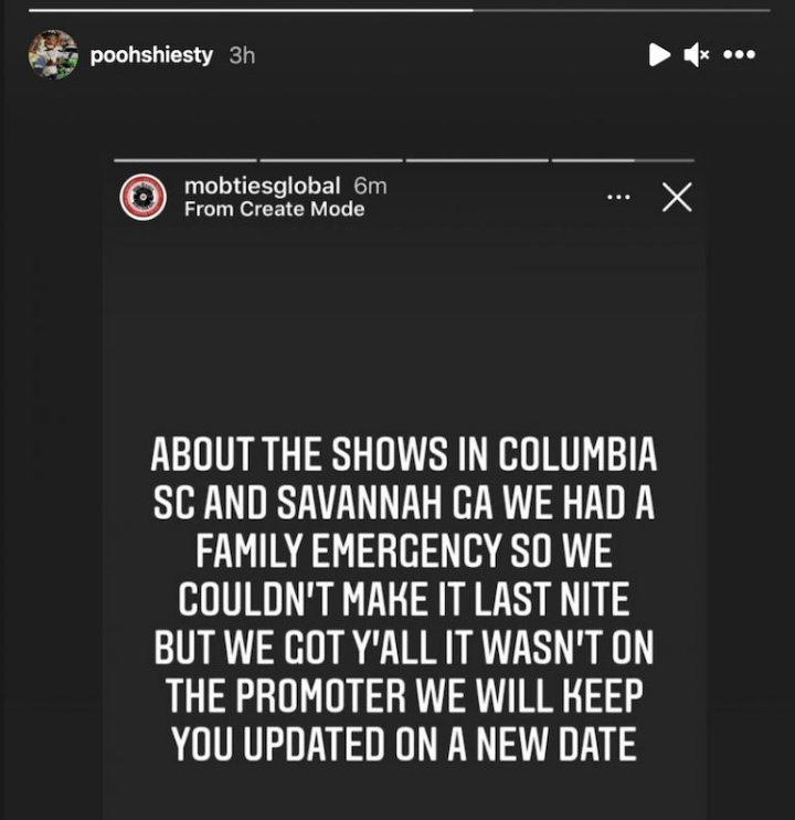 Pooh Shiesty's Instagram Story