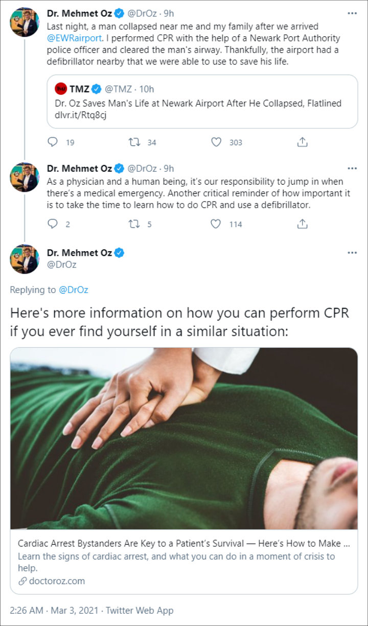 Dr. Mehmet Oz' Tweets