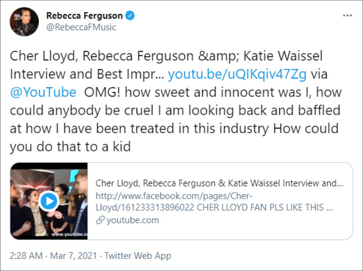Rebecca Ferguson's Twitter Post 01