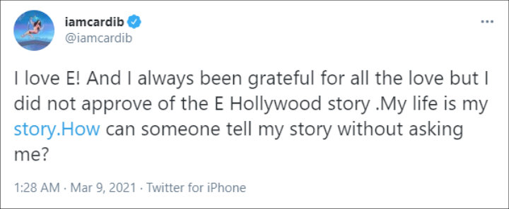 Cardi B's Twitter Post 01