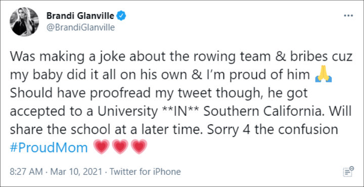 Brandi Glanville's Tweet