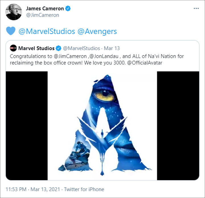 James Cameron's Twitter Post