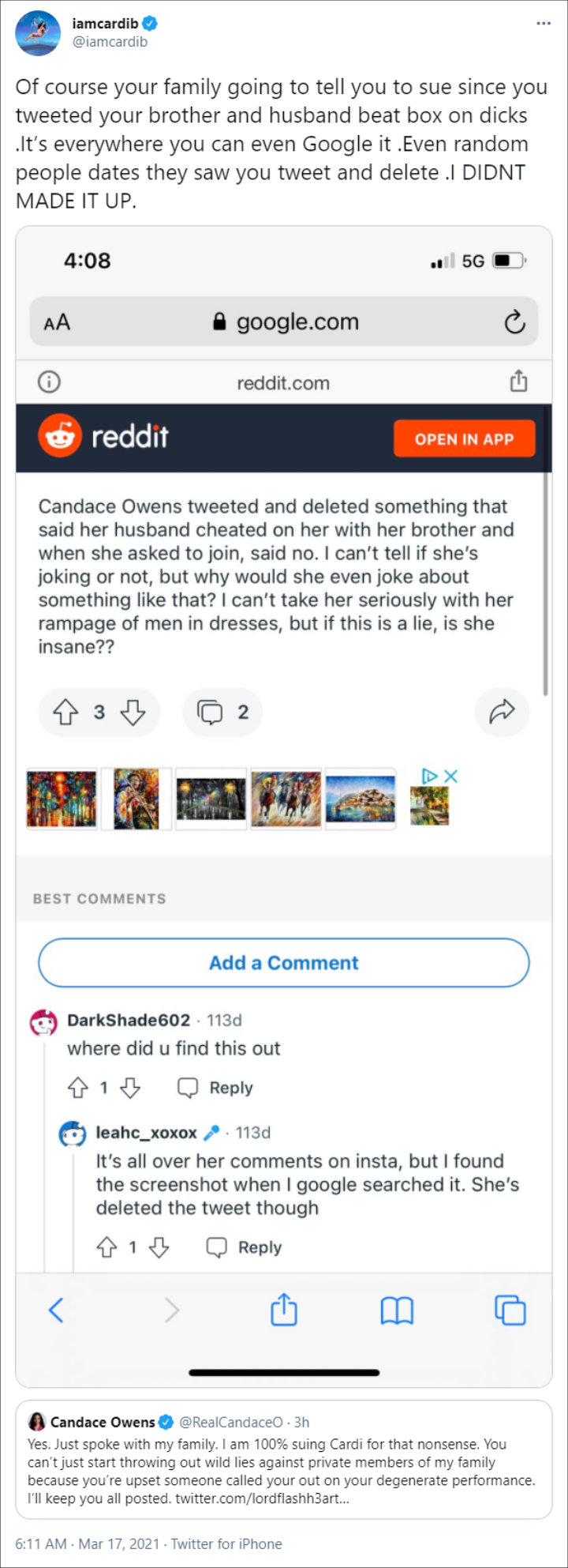 Cardi B's Tweet