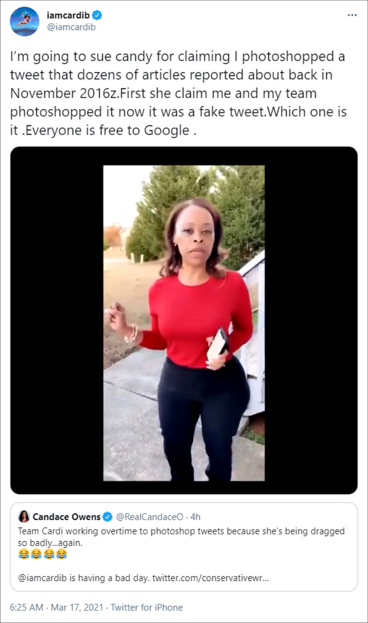 Cardi B's Tweet