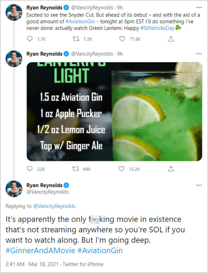 Ryan Reynolds' Tweets