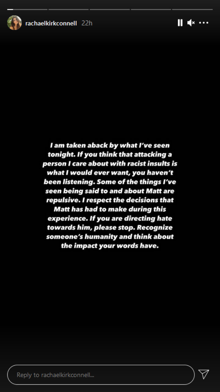 Rachael Kirkconnell's IG Story