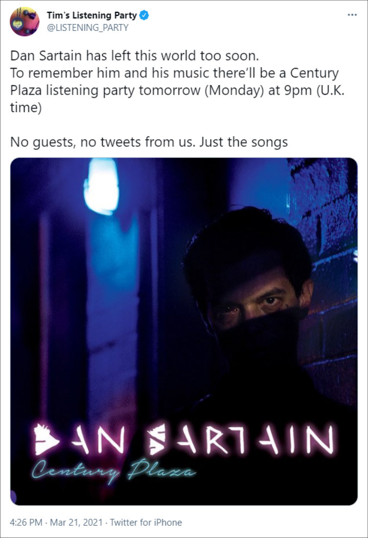 Tim Burgess' Twitter Post