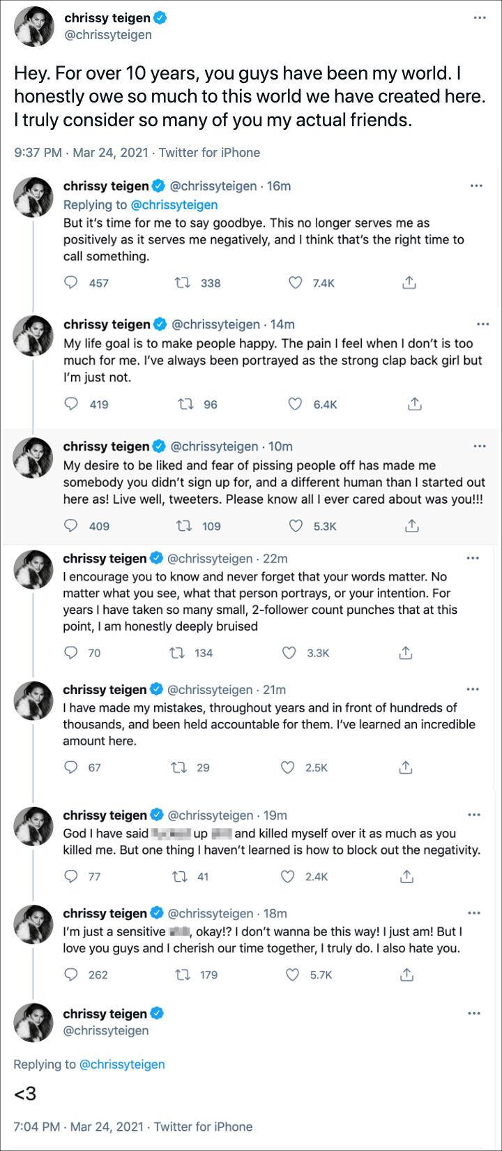 Chrissy Teigen's Tweets