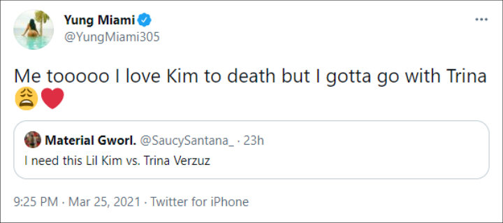 Yung Miami thought Trina would win against Lil Kim