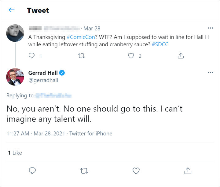 Tweets Criticizing SDCC Scheduling