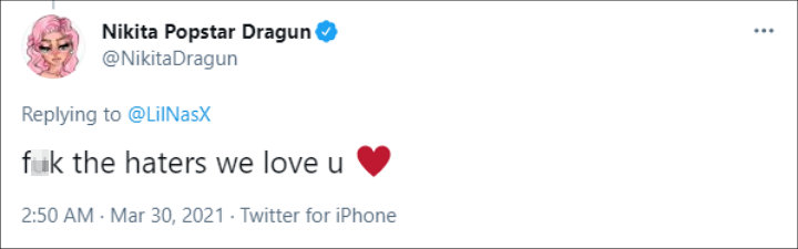 Nikita Dragun's Tweet