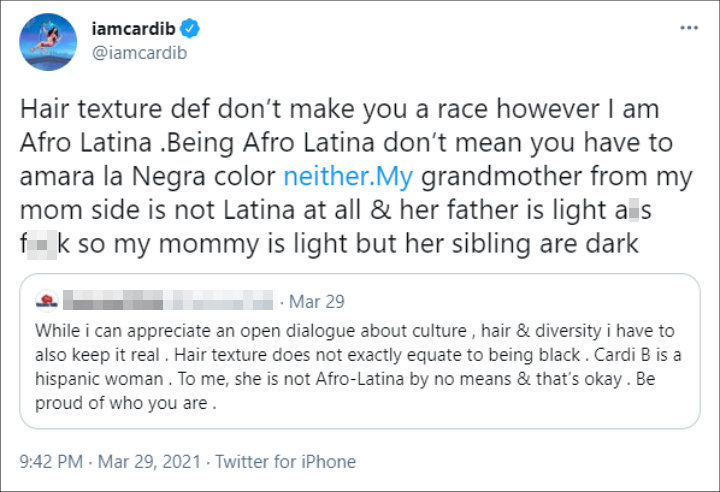 Cardi B's Twitter Post