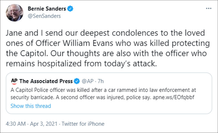 Bernie Sanders' Tweet