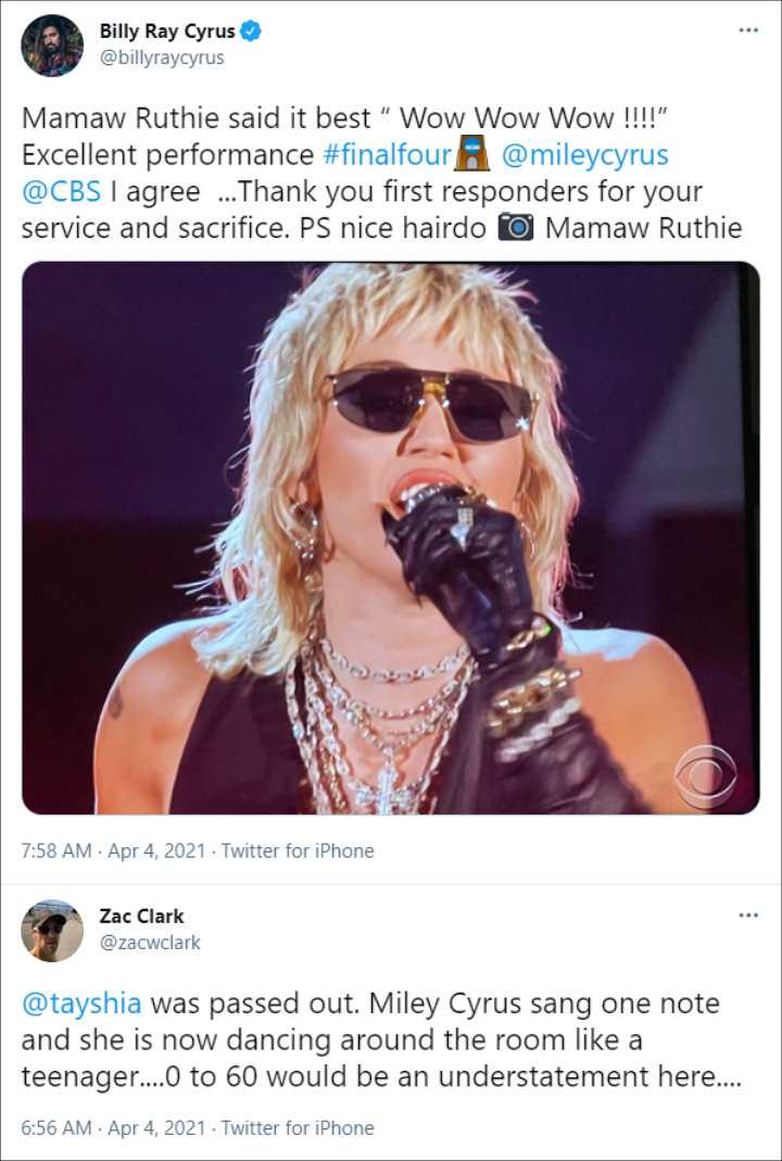 Billy Ray Cyrus and Zac Clark's Tweets
