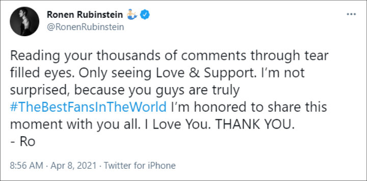 Ronen Rubinstein tramite Twitter