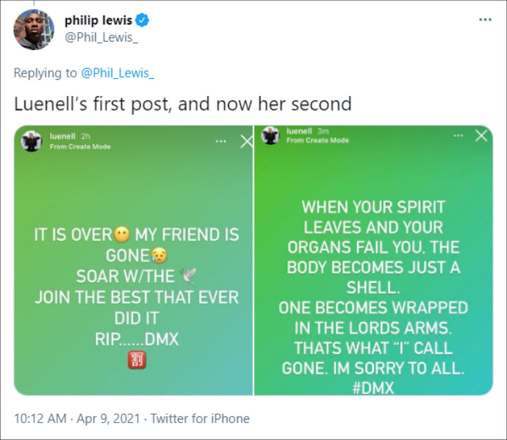 Report of Luenell's Instagram Story