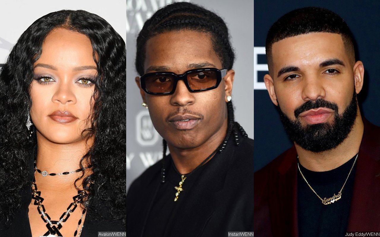 Rihanna and A$AP Rocky Partying With Her Ex Drake: They're Laughing and Drinking Together
